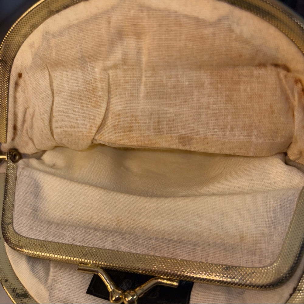 Y & S Mesh Coin Purse Clutch Gold Kiss Lock Vintage - Picture 4 of 6